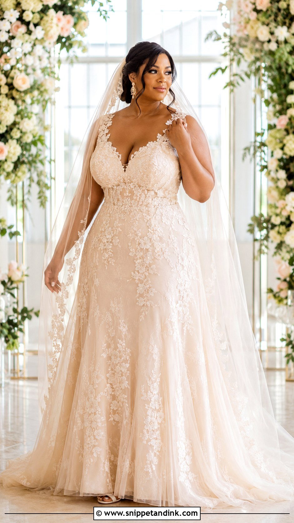 Champagne Wedding Dress For Curvy Brides - Snippet and Ink - 30 Wedding Dresses for Curvy Brides