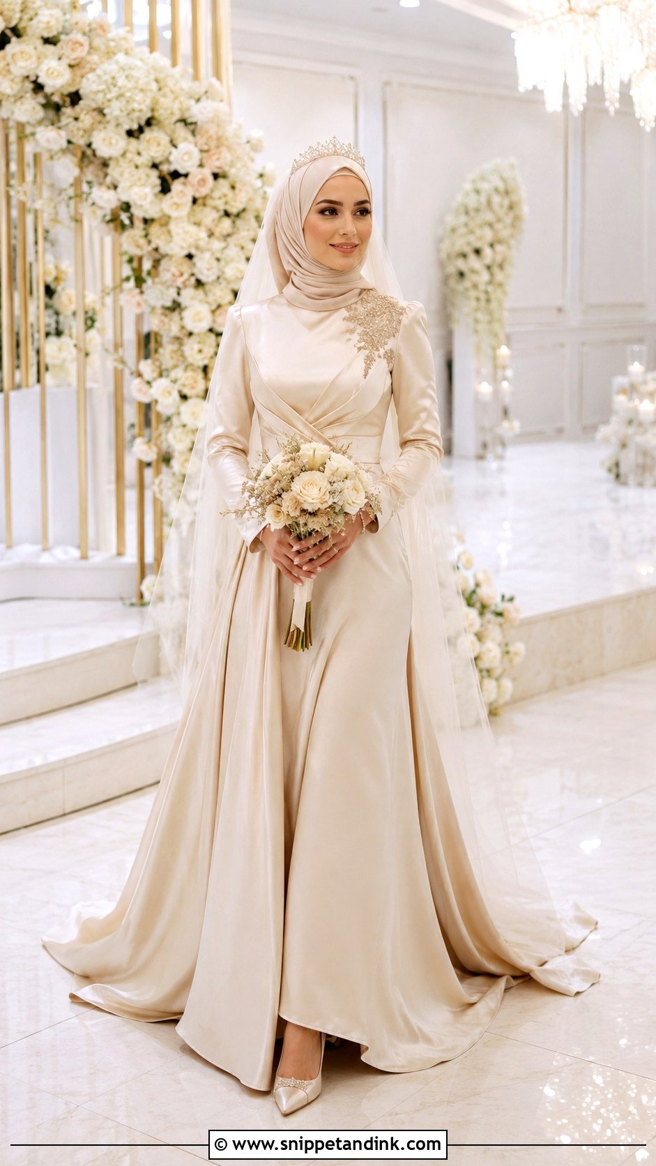 Champagne Wedding Dress Hijab - Snippet and Ink - 35 Wedding Dress Hijab Ideas