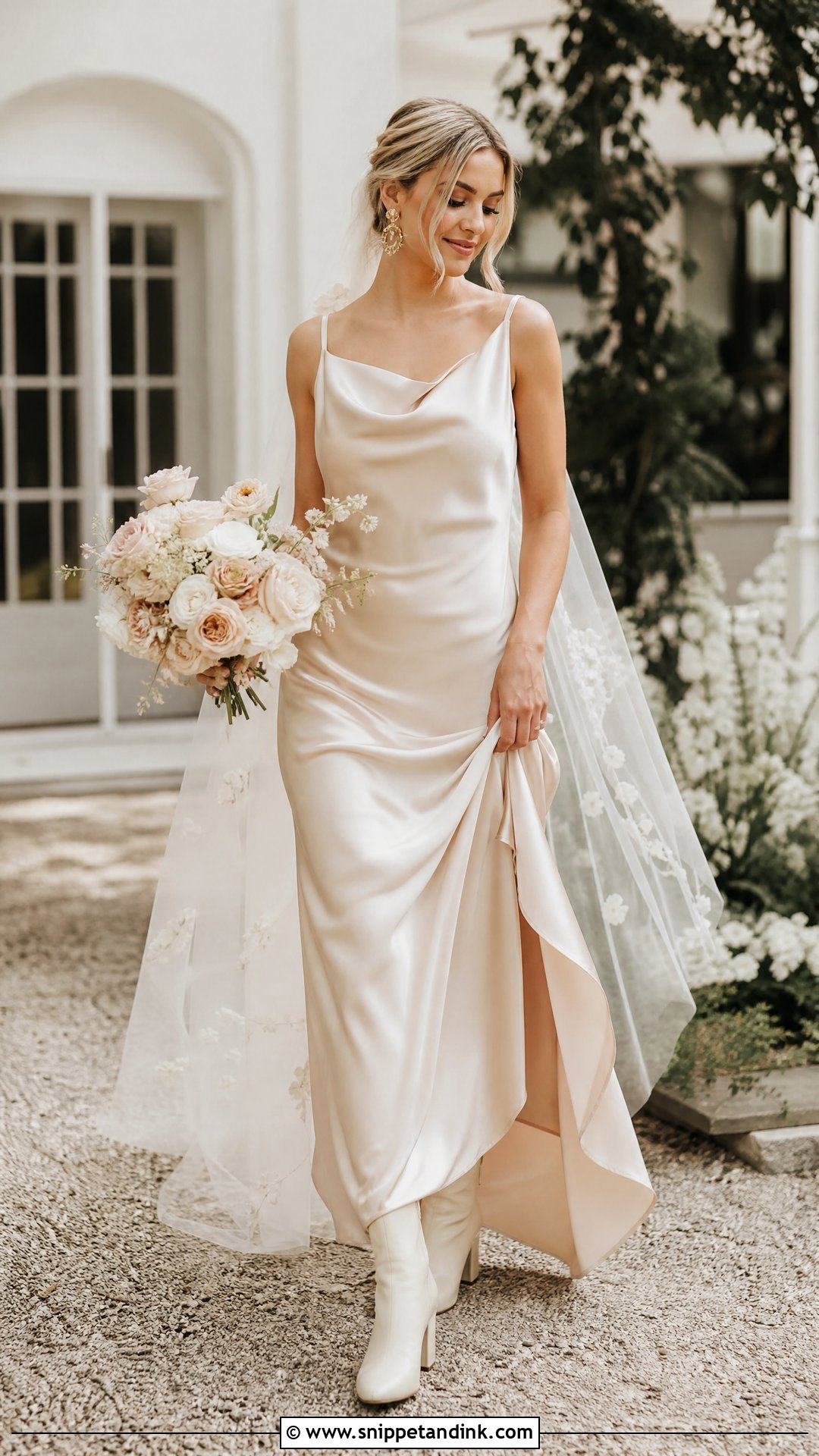 Champagne Wedding Dress With Cream Boots - Snippet and Ink - 25 Wedding Dress with Boots Ideas