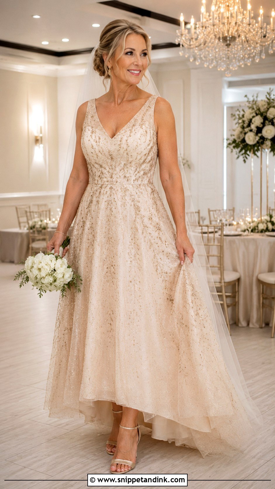 Champagne Wedding Dress With Gold Beading - Snippet and Ink - 20 Wedding Dress with Gold Accents Ideas