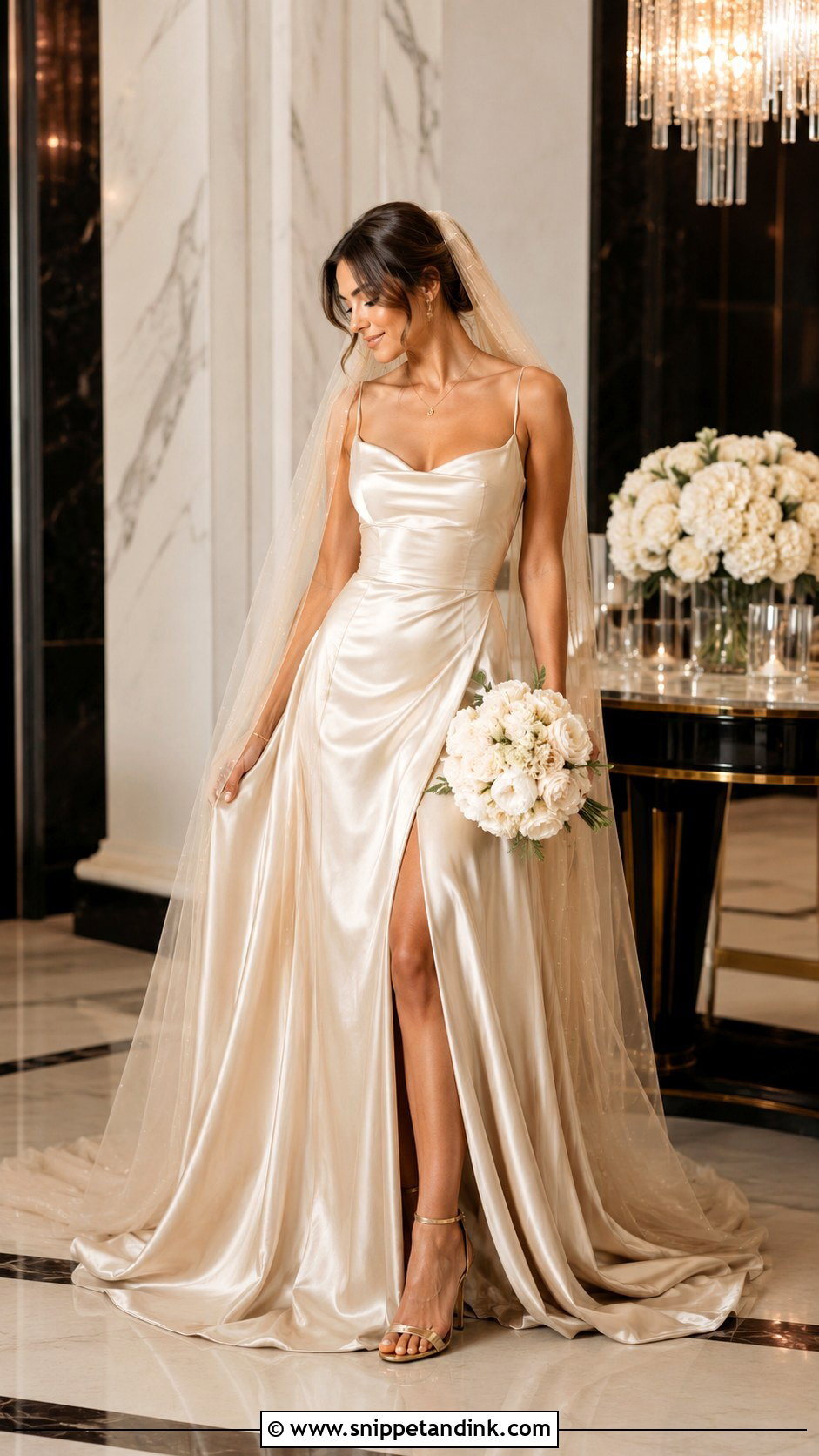 Champagne Wedding Dress With Gold Heels - Snippet and Ink - 25 Wedding Dresses with Color