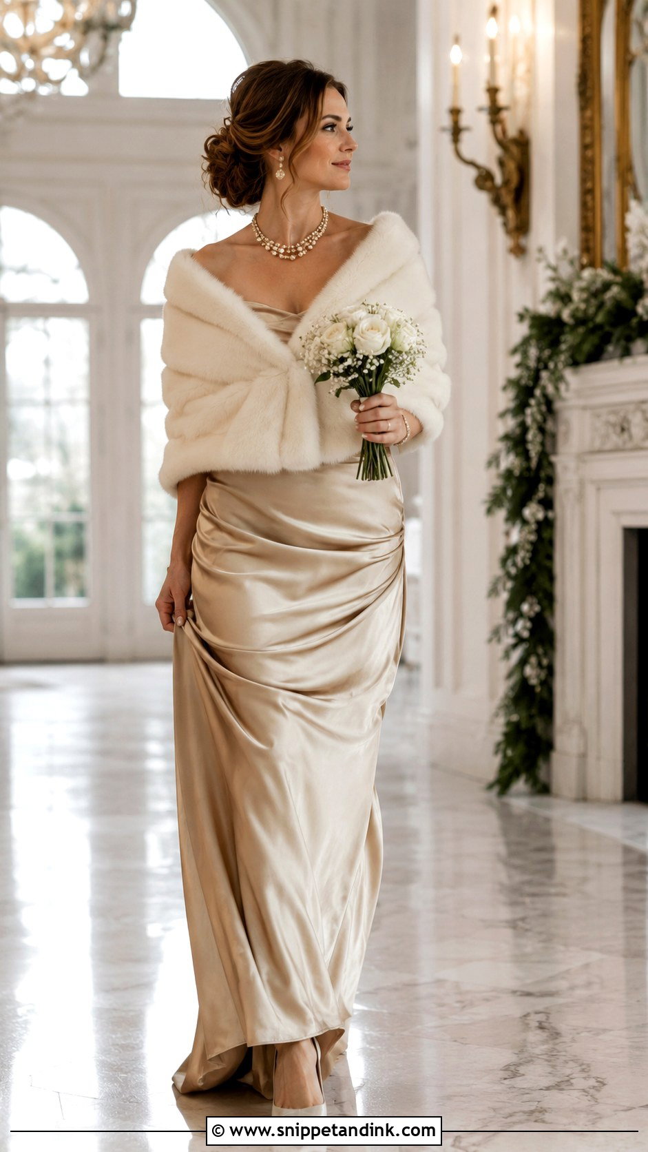 Champagne Wedding Dress With Ivory Wrap - Snippet and Ink - 25 December Wedding Dress Ideas