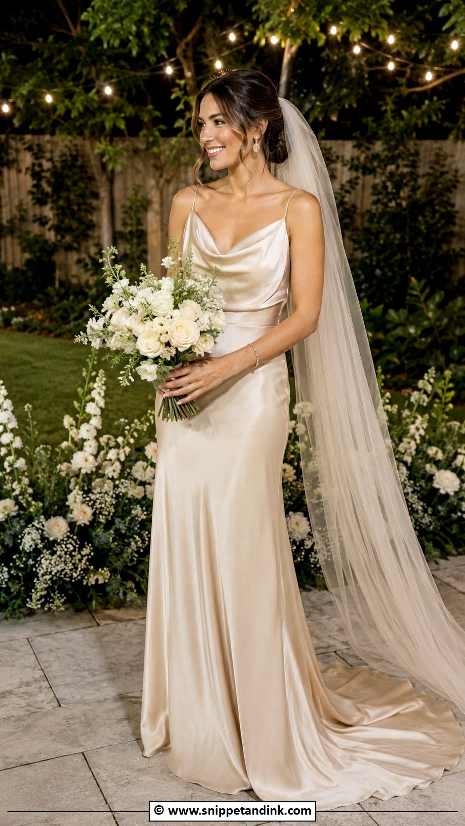 Champagne Wedding Dress With Nude Heels - Snippet and Ink - 30 Backyard Wedding Dress Ideas