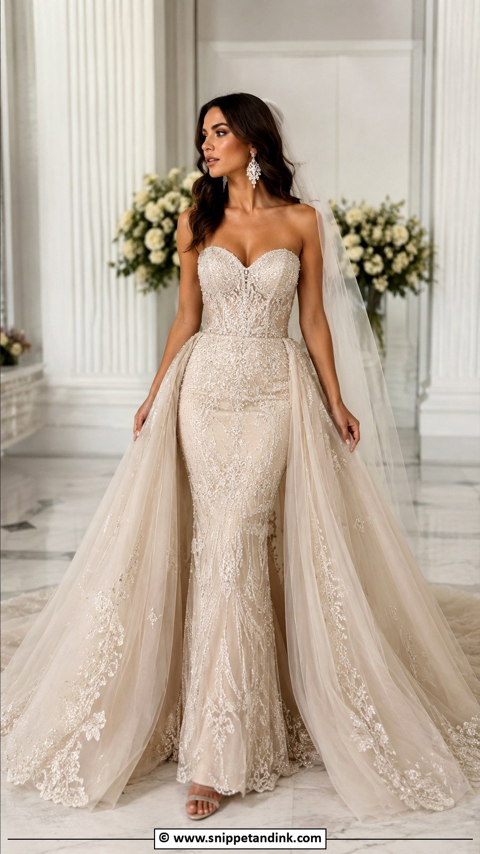 Champagne Wedding Dress With Overskirt - Snippet and Ink - 30 Champagne Wedding Dress Ideas