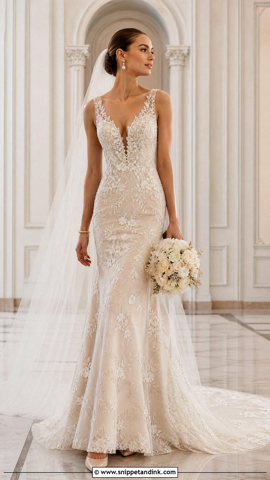 Champagne Wedding Dress with Flower Embroidery - Snippet and Ink - 20 Wedding Dress with Flower Embroidery Ideas