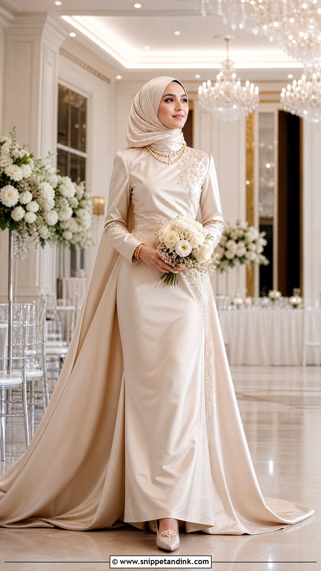 Champagne Wedding Gown Hijab - Snippet and Ink - 25 Wedding Gown Hijab Ideas
