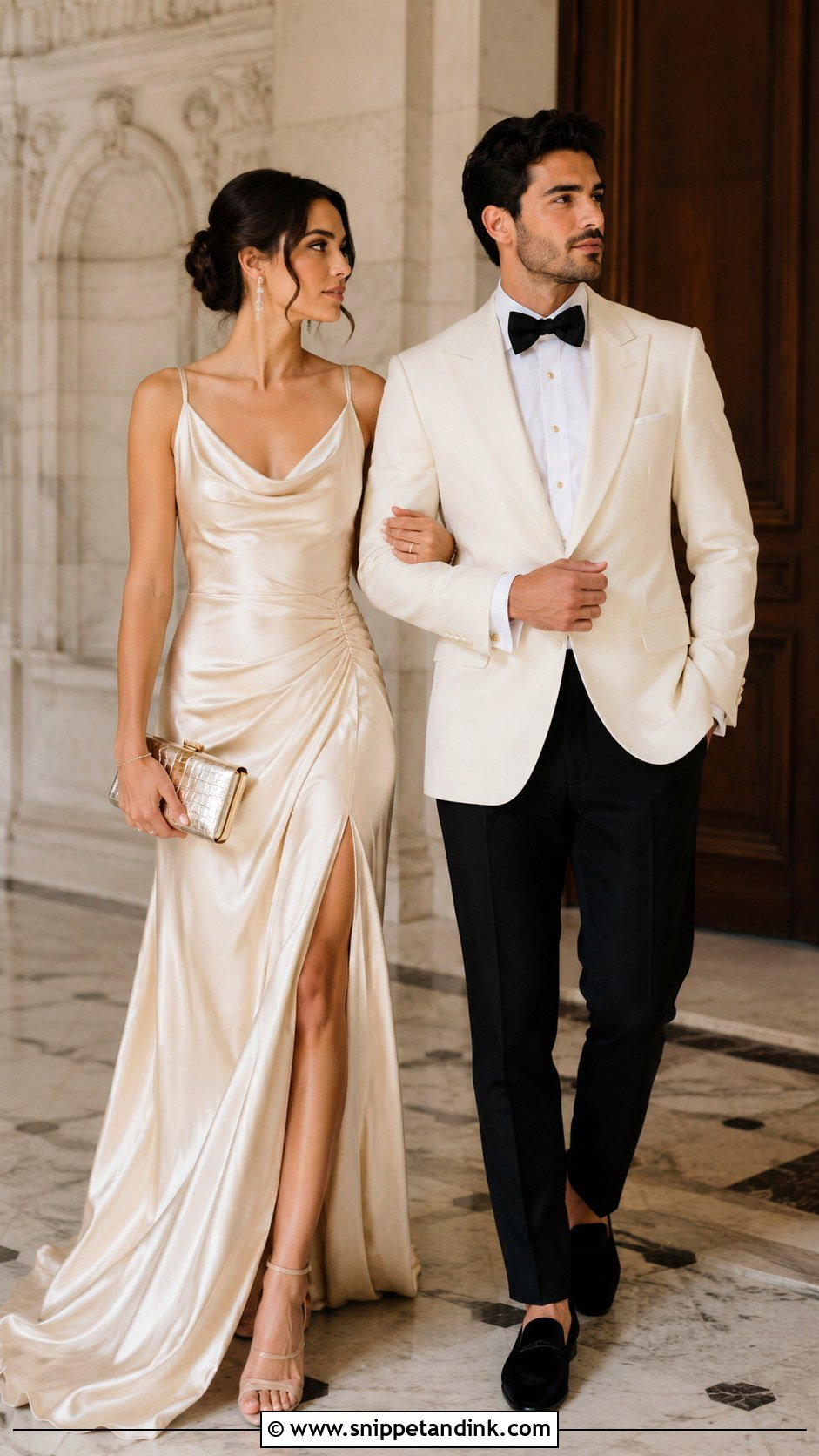 Champagne Wedding Outfits - Snippet and Ink - 20 Couple Aesthetic Wedding Outfits