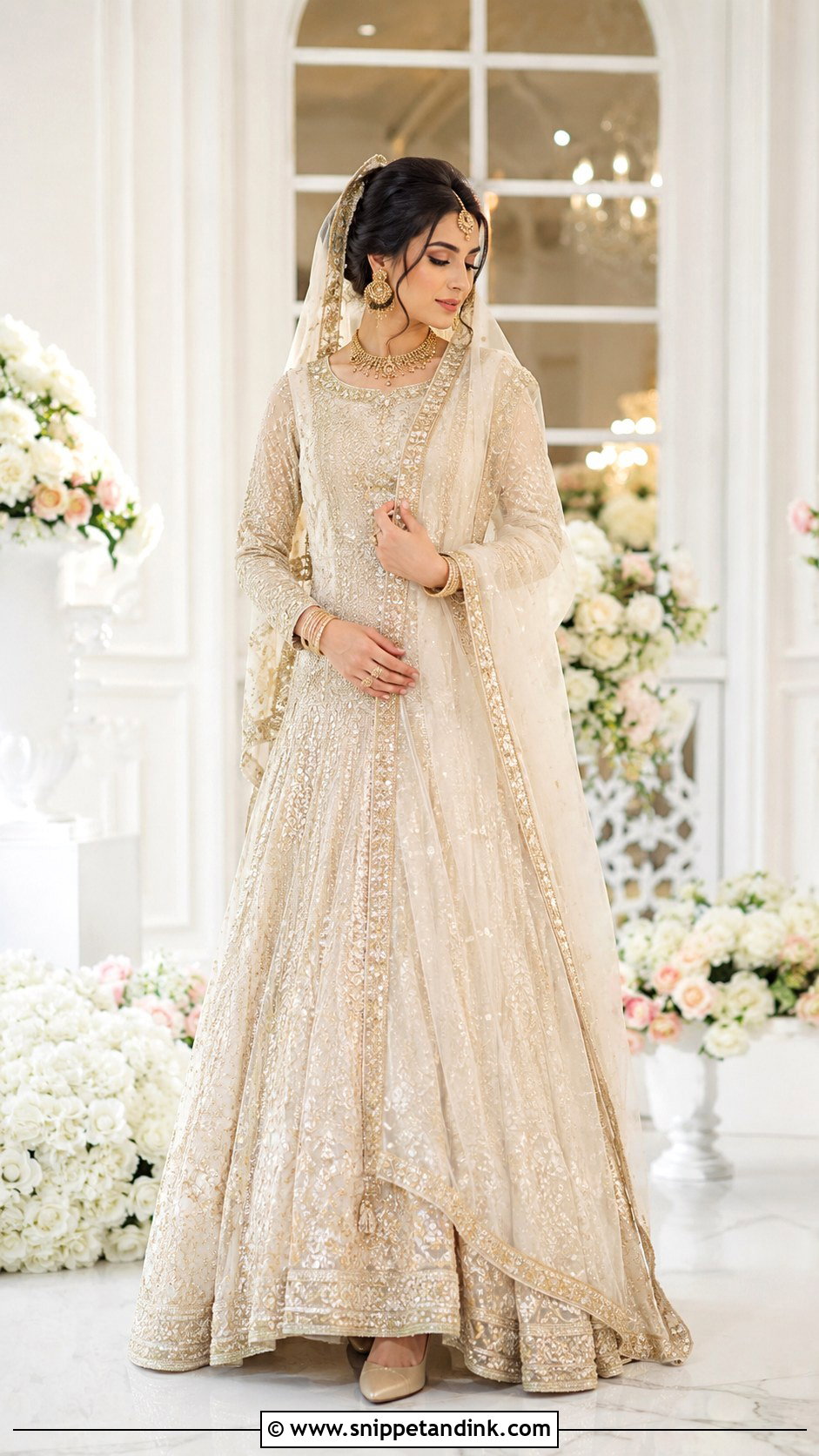 Champagne White Nikkah Outfit - Snippet and Ink - 25 White Nikkah Outfit Ideas