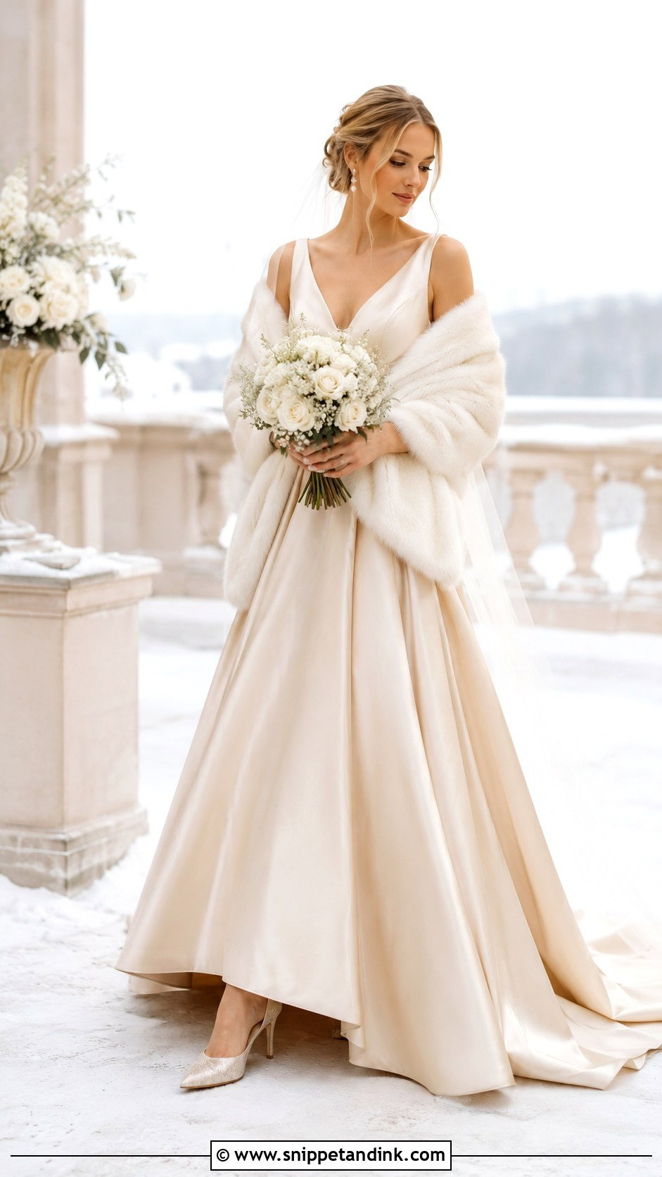Champagne Winter Bridal Dress - Snippet and Ink - 25 Winter Bridal Dress Ideas