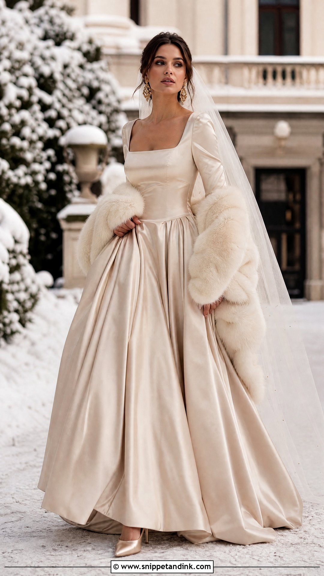 Champagne Winter Bride Dress - Snippet and Ink - 20 Winter Bride Dress Ideas