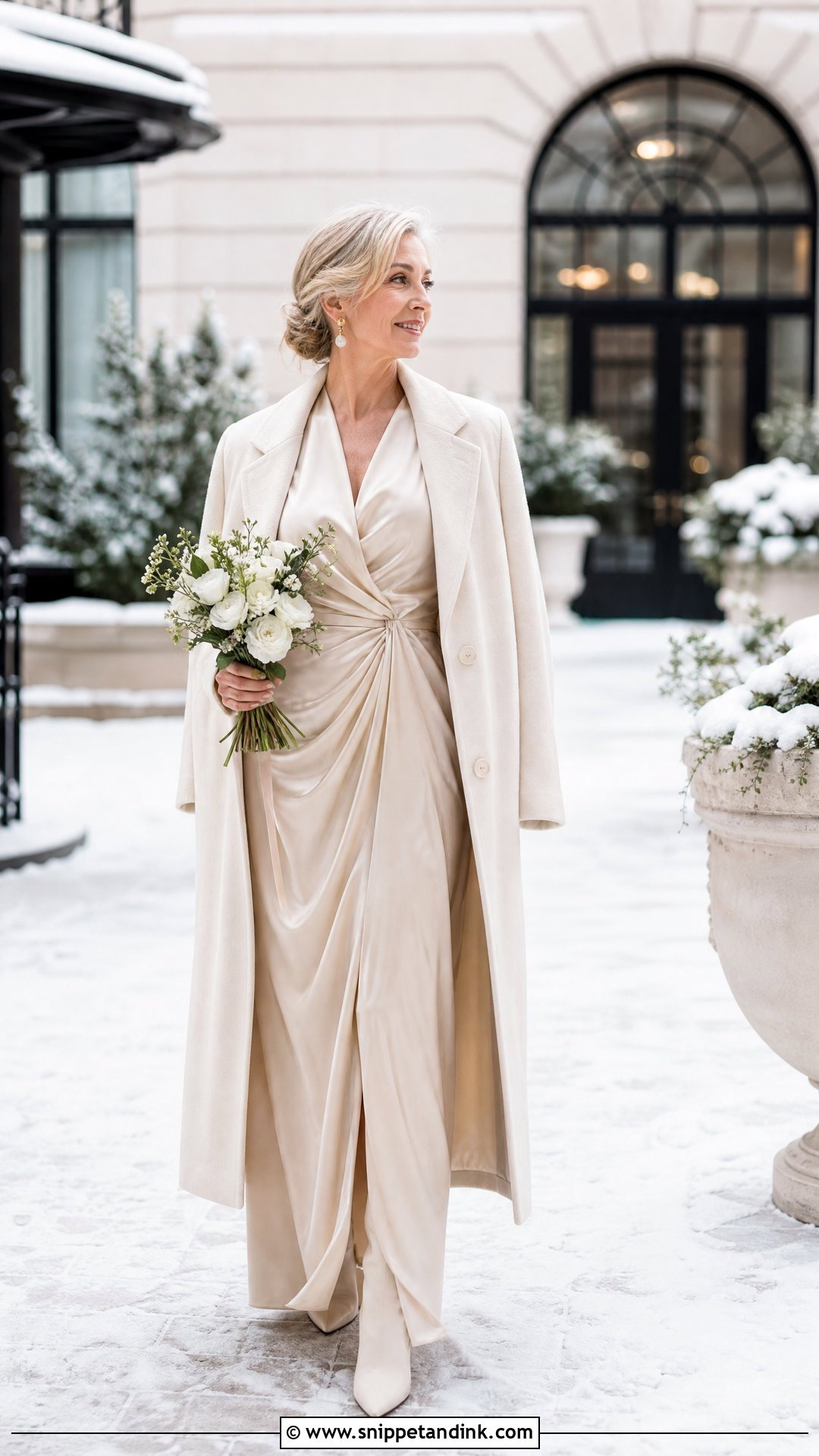 Champagne Winter Elopement Dress - Snippet and Ink - 25 Winter Elopement Dress Ideas