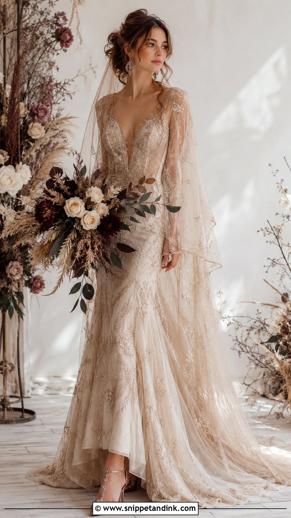 Champagne Witchy Wedding Dress - Snippet and Ink - 30 Witchy Wedding Dress Ideas