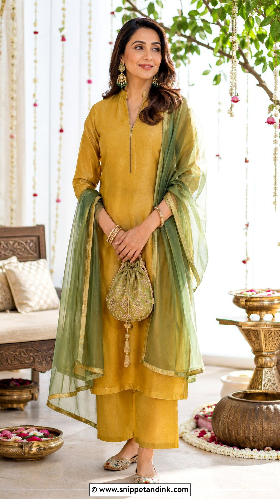 Chanderi Kurta Set Mehendi Dress - Snippet and Ink - 20 Dress for Mehendi Ideas