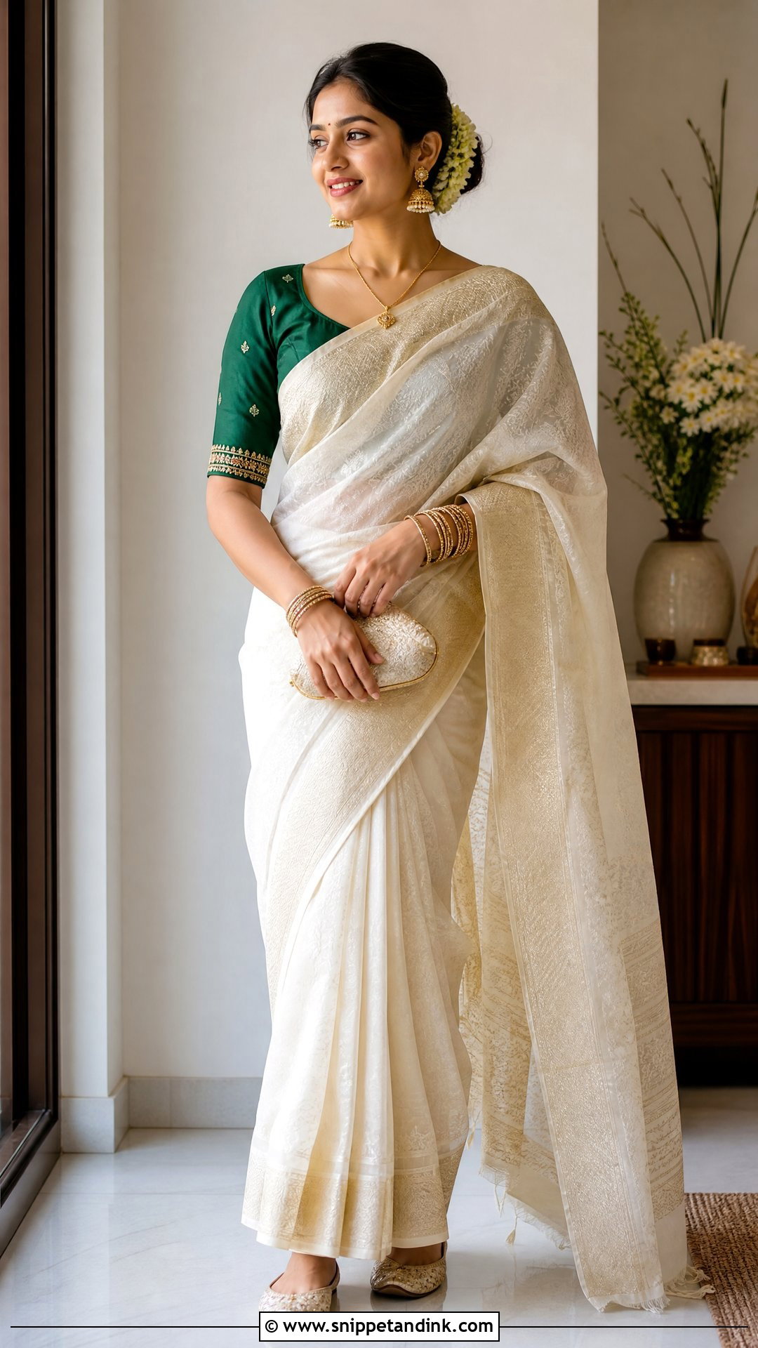 Chanderi Silk Saree Bridal Trousseau Outfit - Snippet and Ink - 25 Bridal Trousseau Outfits