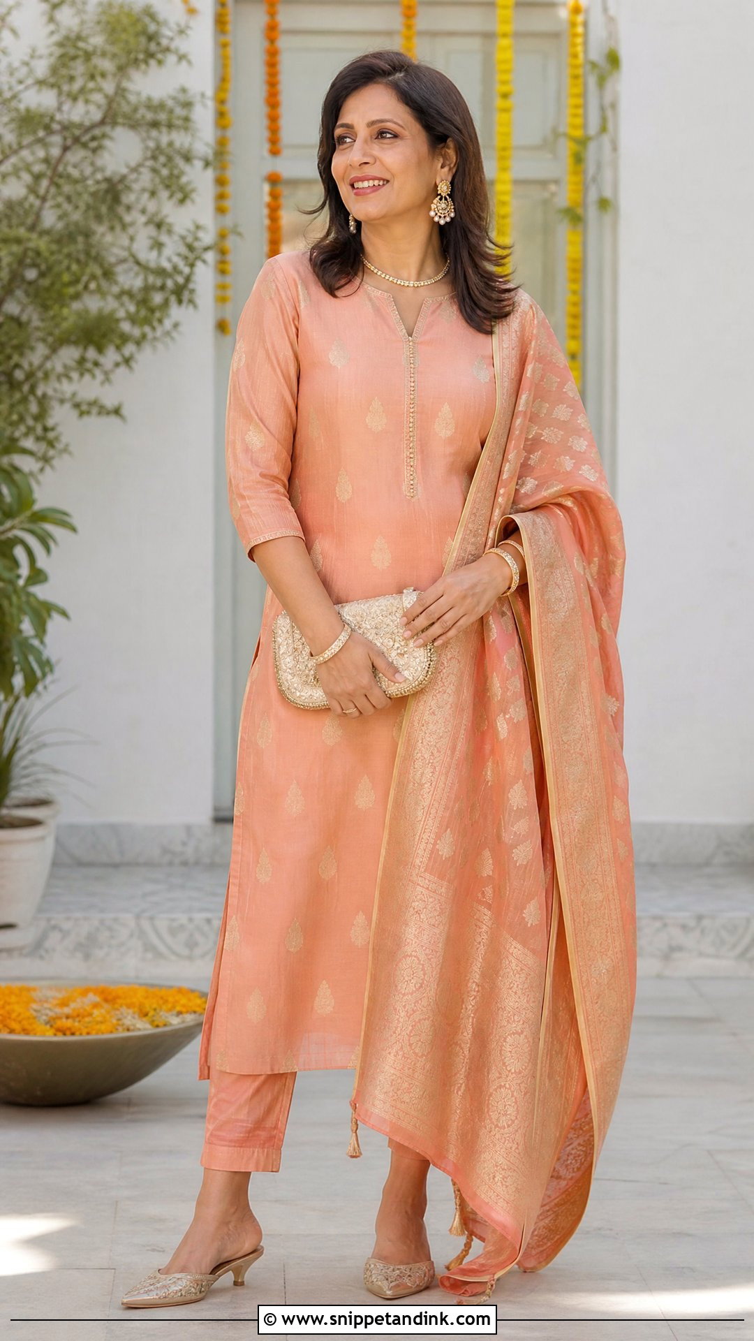 Chanderi Silk Suit For Bridal Mom - Snippet and Ink - 20 Indian Bridal Mom Dress Ideas