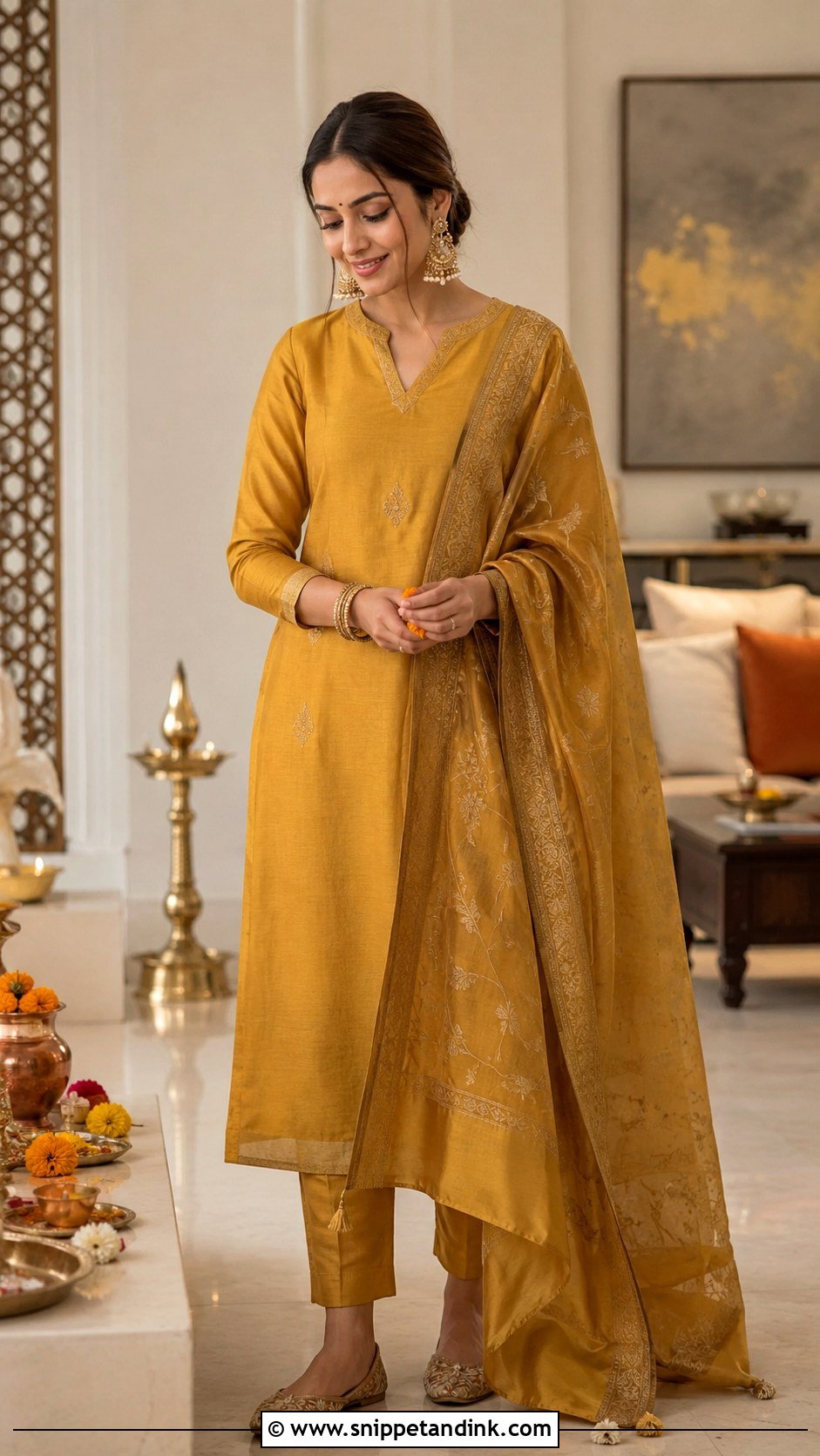 Chanderi Suit For Mata Pujan Bride - Snippet and Ink - 25 Mata Pujan Dress for Bride Ideas
