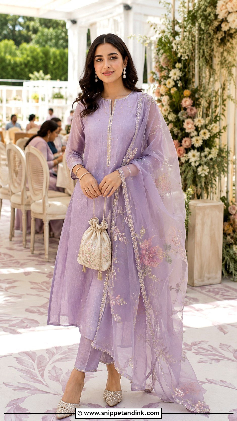 Chanderi Suit With Organza Dupatta - Snippet and Ink - 20 Indian Friend Marriage Outfit Ideas