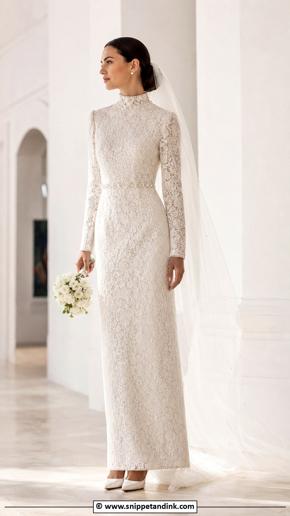 Chanel High Neck Wedding Dress Outfit - Snippet and Ink - 25 Chanel Wedding Dress Ideas