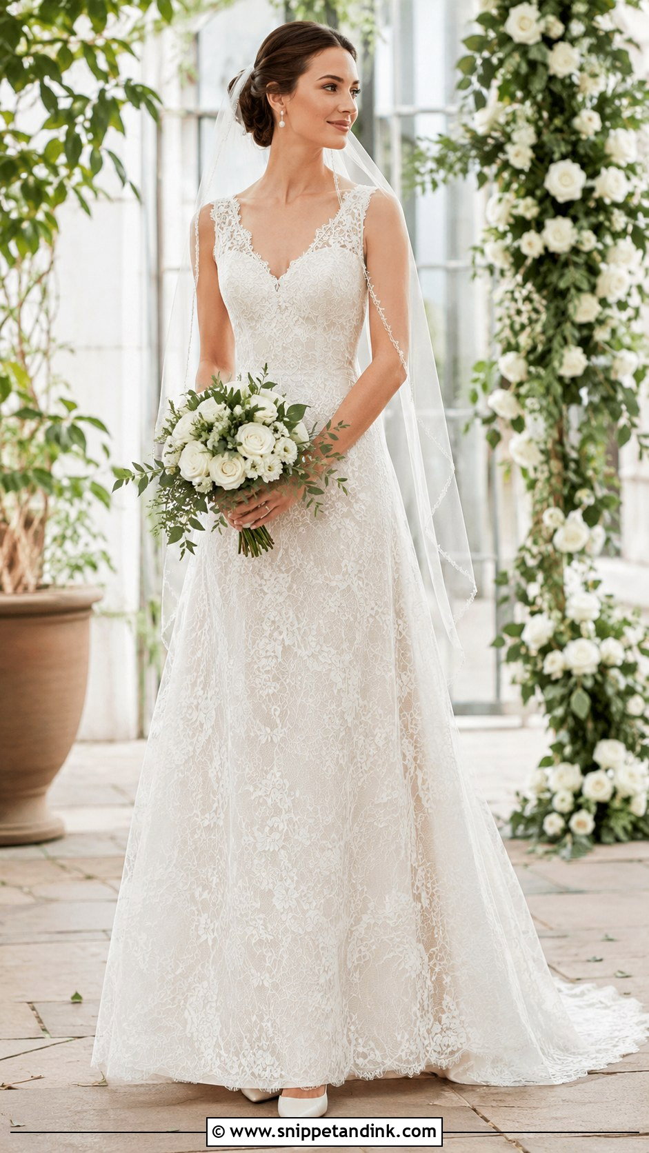Chantilly Lace A Line Wedding Dress - Snippet and Ink - 20 Lacey Wedding Dress Ideas