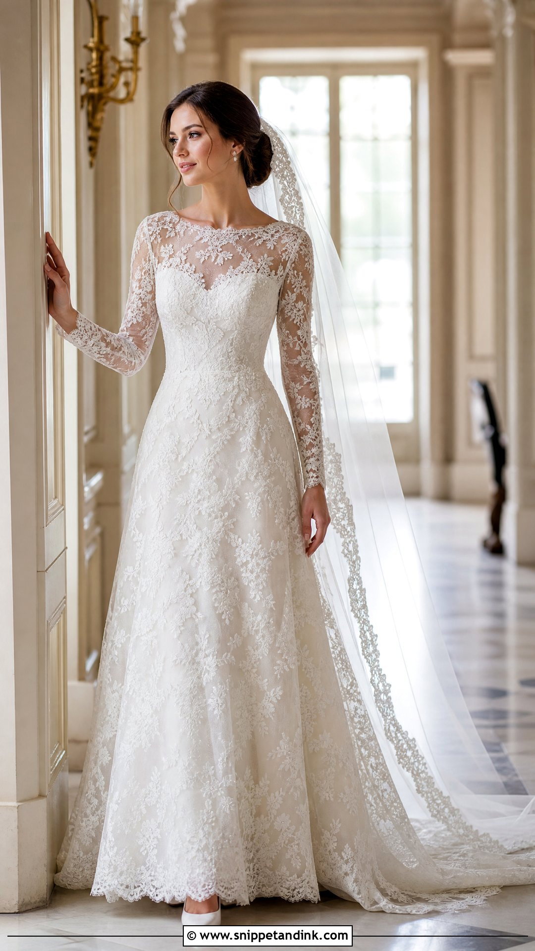 Chantilly Lace A Line Wedding Dress - Snippet and Ink - 20 Wedding Dress Material Ideas