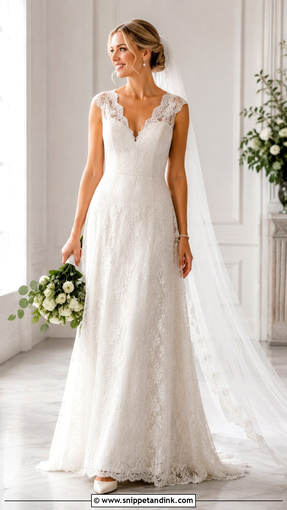Chantilly Lace A Line Wedding Dress - Snippet and Ink - 20 Lace Aline Wedding Dress Ideas