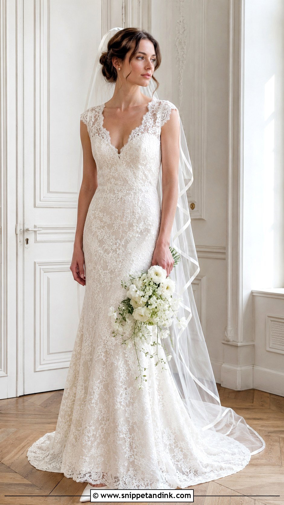 Chantilly Lace Fit and Flare Wedding Dress - Snippet and Ink - 20 Lace Fit and Flare Wedding Dress Ideas