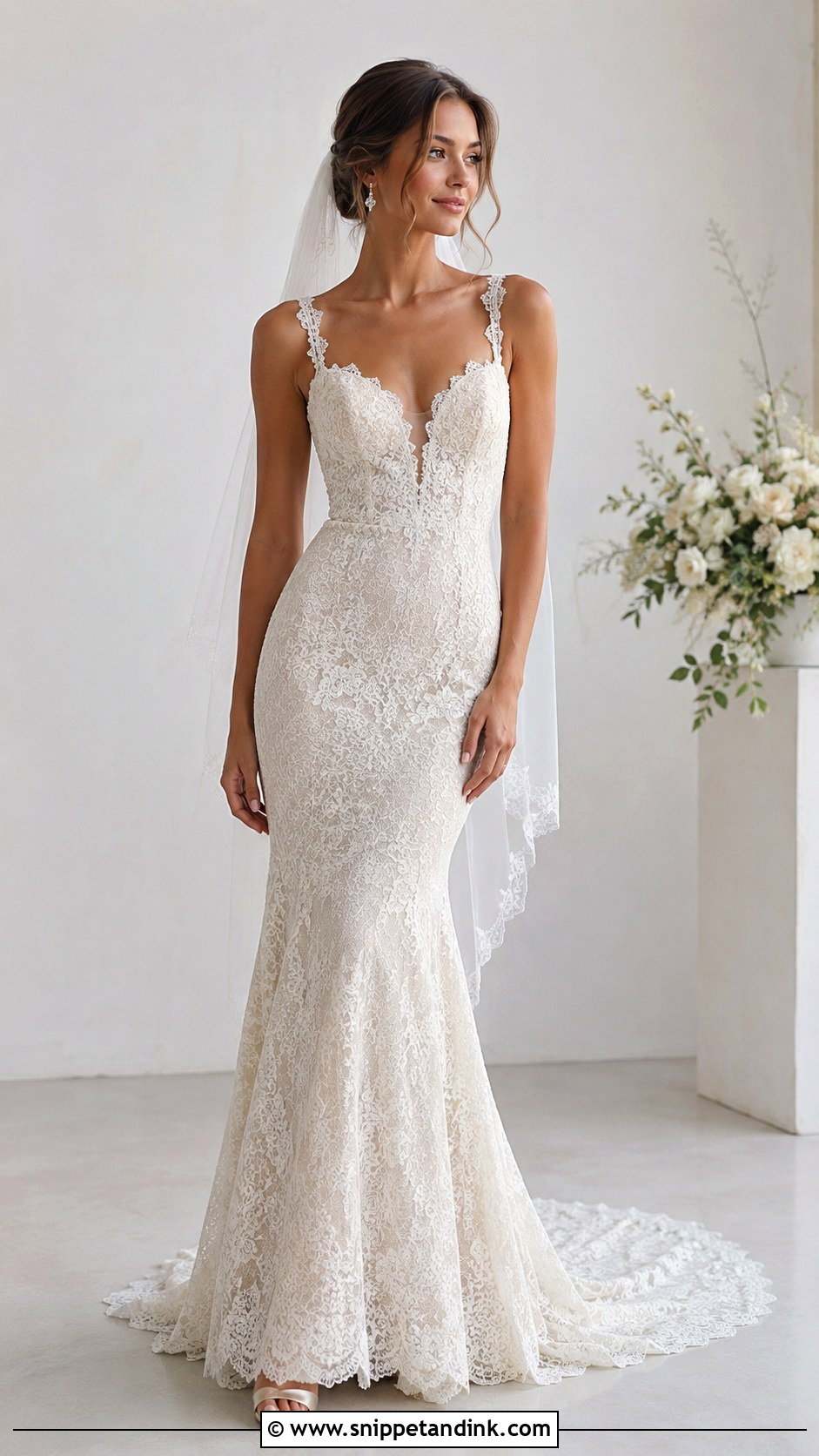 Chantilly Lace Mermaid Wedding Dress - Snippet and Ink - 30 Lace Mermaid Wedding Dress Ideas