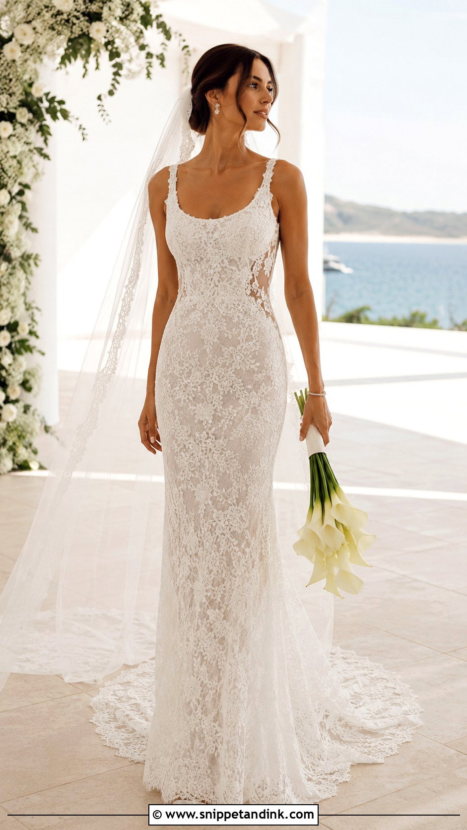 Chantilly Lace Sheath Evangeline Wedding Dress - Snippet and Ink - 20 Evangeline Wedding Dress Ideas