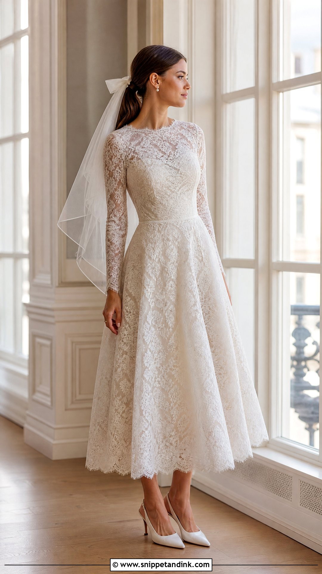 Chantilly Lace Tea Length Wedding Dress - Snippet and Ink - 20 Tea Length Wedding Dresses Lace
