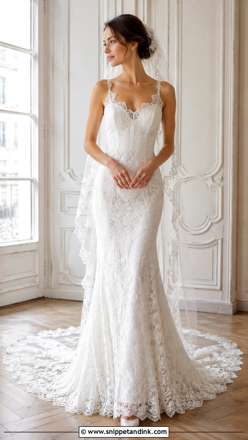 Chantilly Lace Trumpet Wedding Dress - Snippet and Ink - 20 Lace Trumpet Wedding Dress Ideas