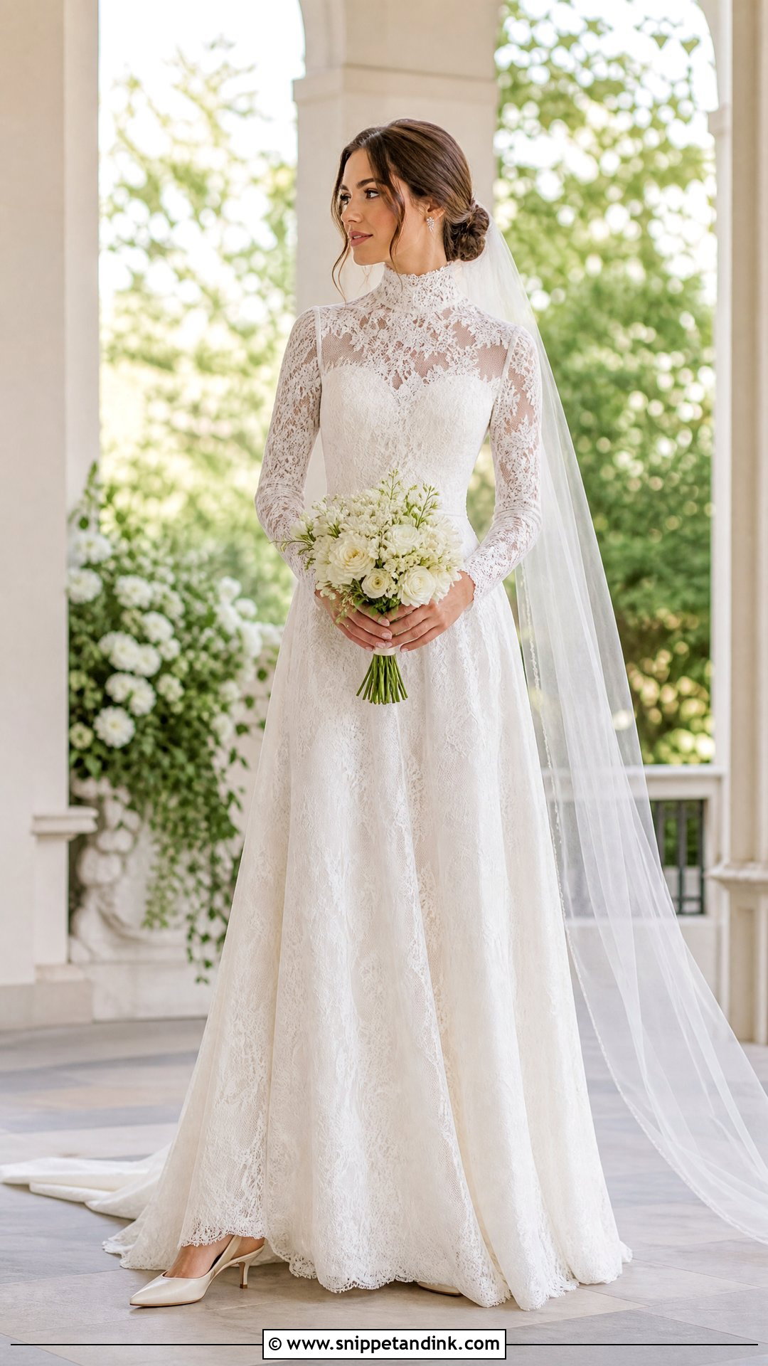 Chantilly Lace Turtleneck Wedding Dress - Snippet and Ink - 20 Lace Turtleneck Wedding Dress Ideas