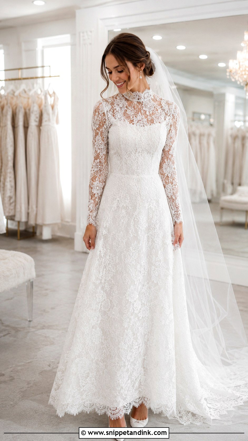 Chantilly Lace Wedding Dress - Snippet and Ink - 25 Modest Lace Wedding Dresses