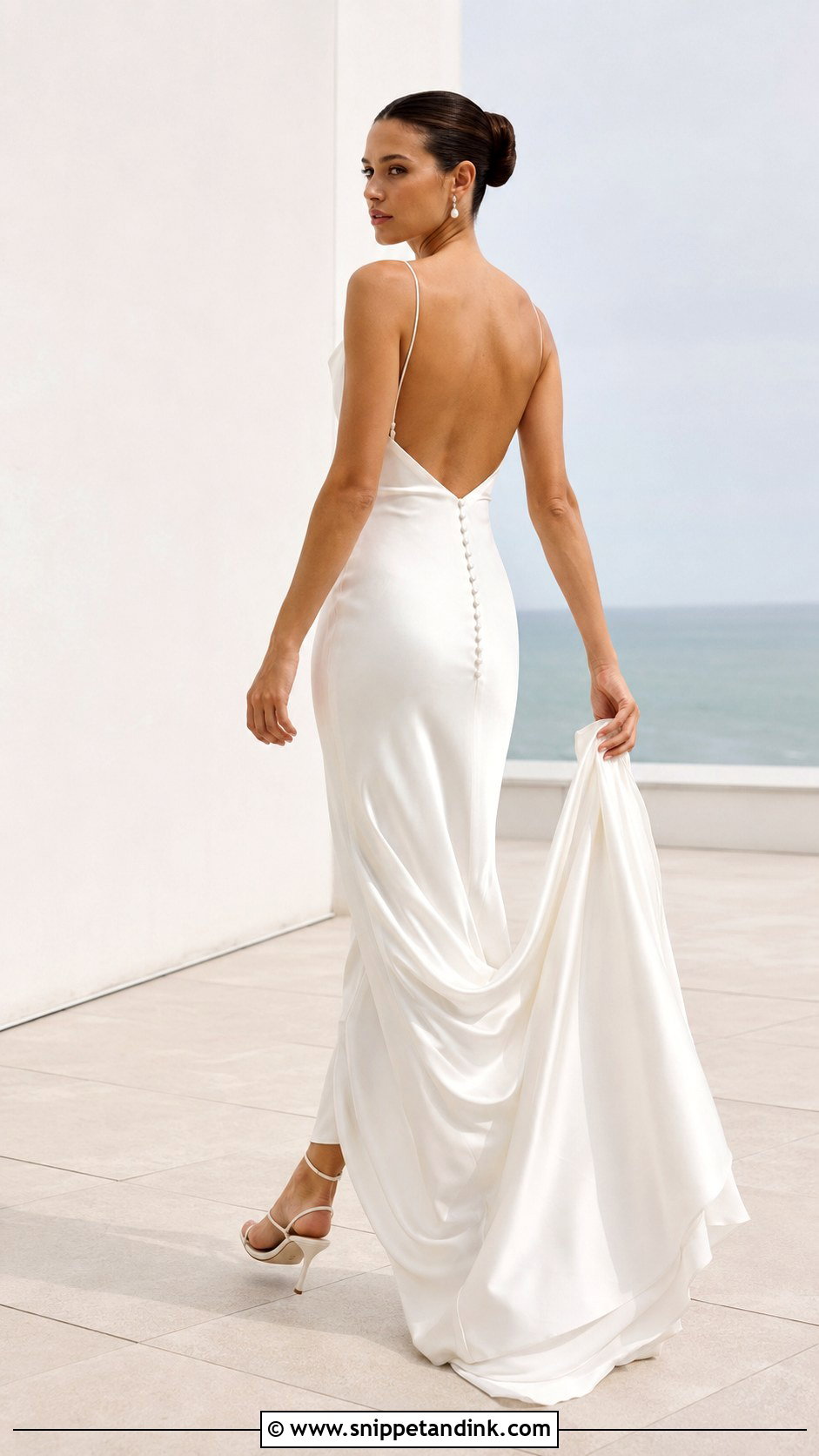 Chapel Train Bustled Slip Dress - Snippet and Ink - 20 Bustled Wedding Dress Ideas