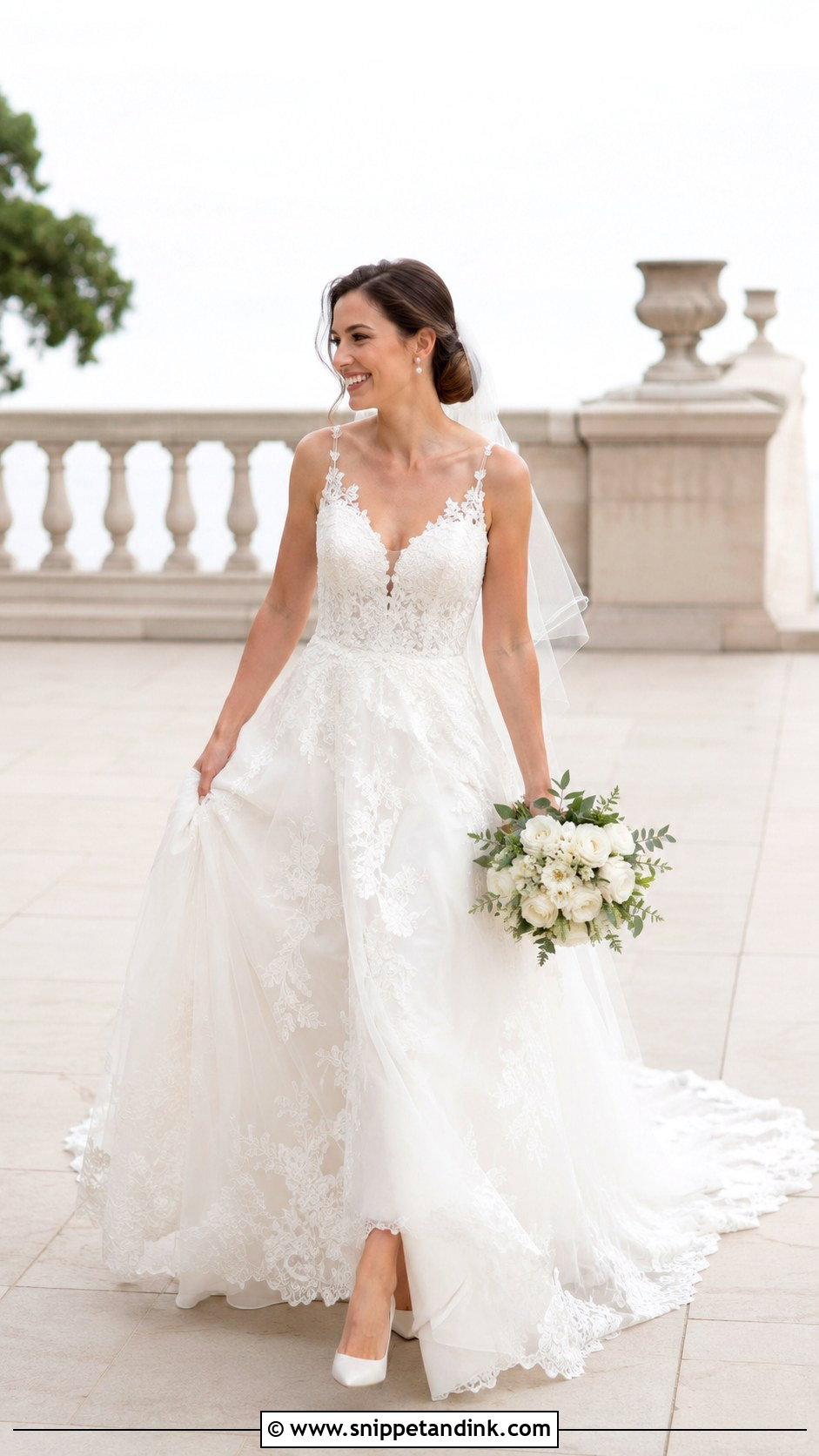 Chapel Train Lace Princess Wedding Dress - Snippet and Ink - 20 Lace Princess Wedding Dresses