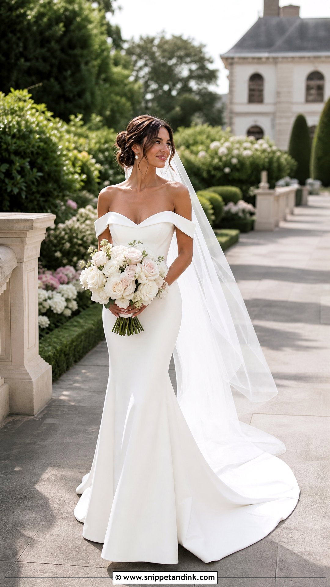 Chapel Train Off the Shoulder Mermaid Wedding Dress - Snippet and Ink - 20 Off the Shoulder Mermaid Wedding Dress Ideas