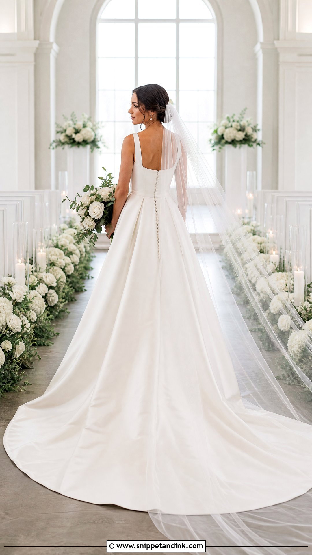 Chapel Train Satin A Line Wedding Dress - Snippet and Ink - 20 Satin Aline Wedding Dress Ideas