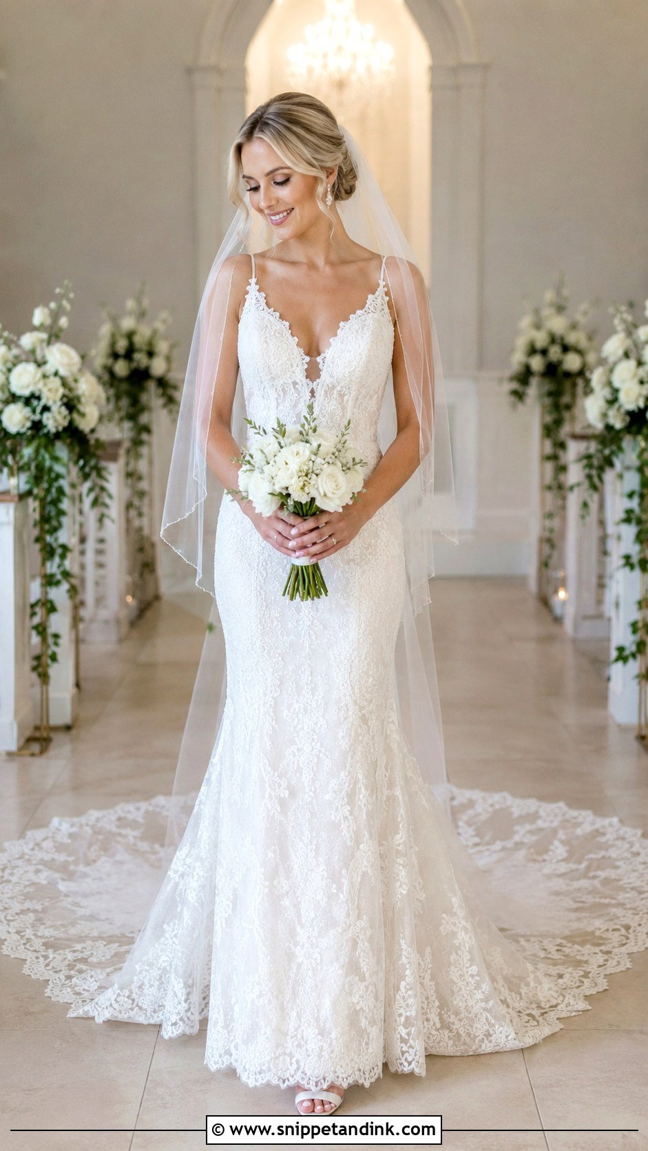 Chapel Train Wedding Dress - Snippet and Ink - 25 Bridal Train Styles
