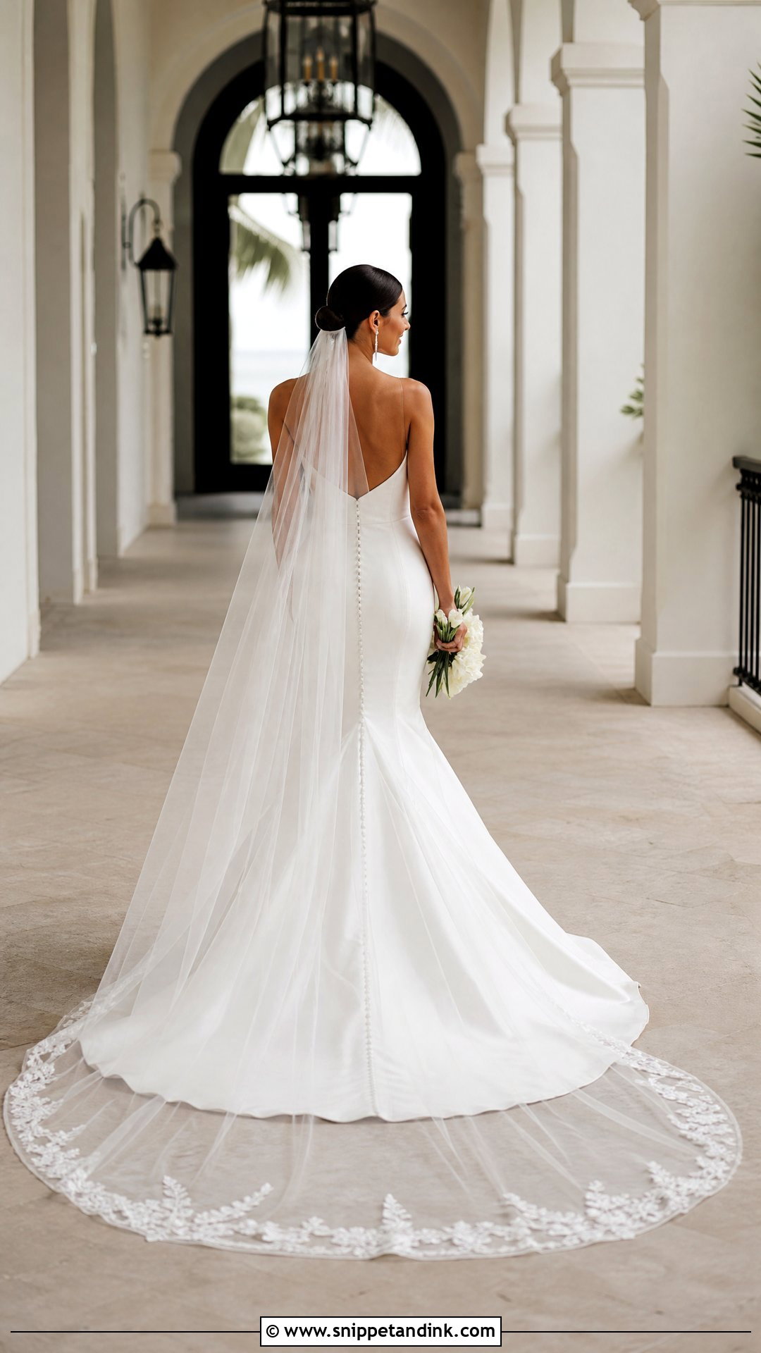 Chapel Veil With Mermaid Wedding Dress - Snippet and Ink - 20 Veiled Bride Ideas