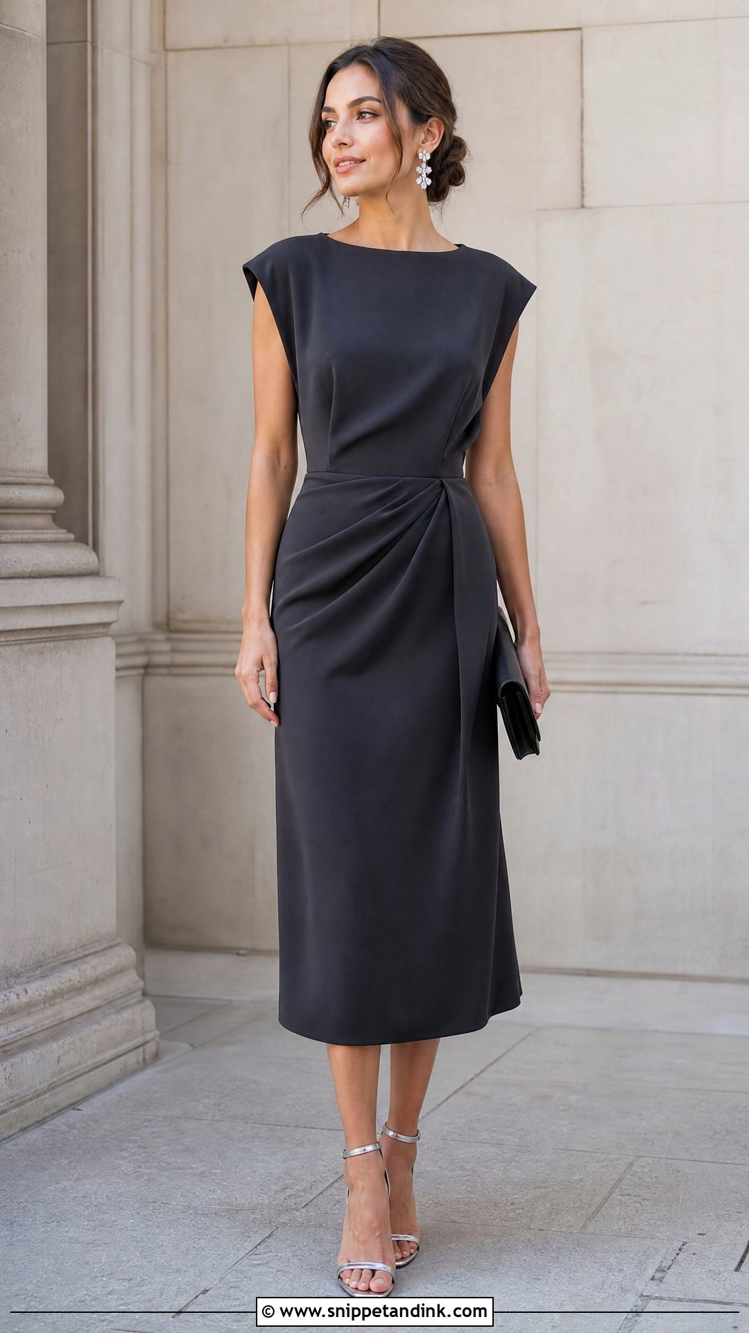Charcoal Gray Crepe Dress - Snippet and Ink - 25 October Wedding Dresses