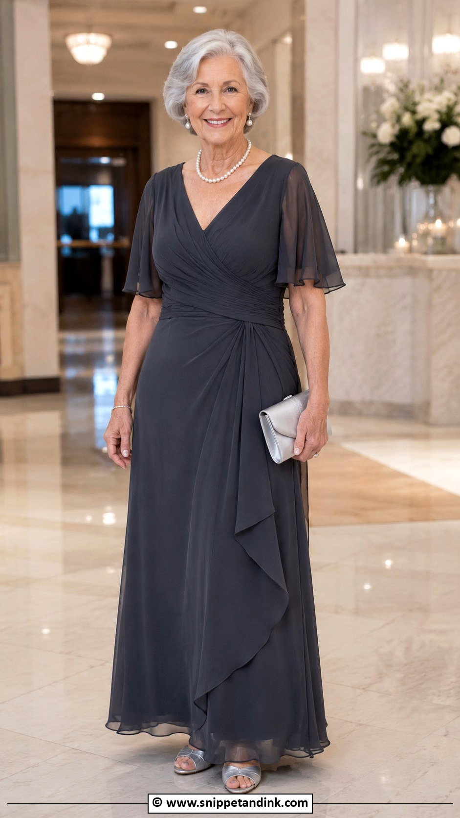 Charcoal Gray Gown Outfit - Snippet and Ink - 25 Grandma Wedding Outfit Ideas