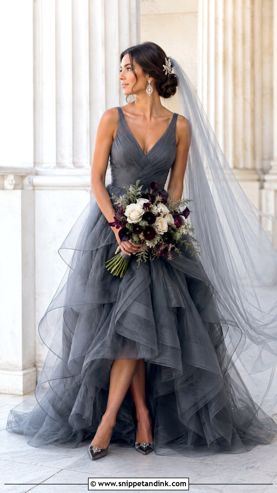 Charcoal Gray Wedding Dress - Snippet and Ink - 20 Moody Wedding Dress Ideas