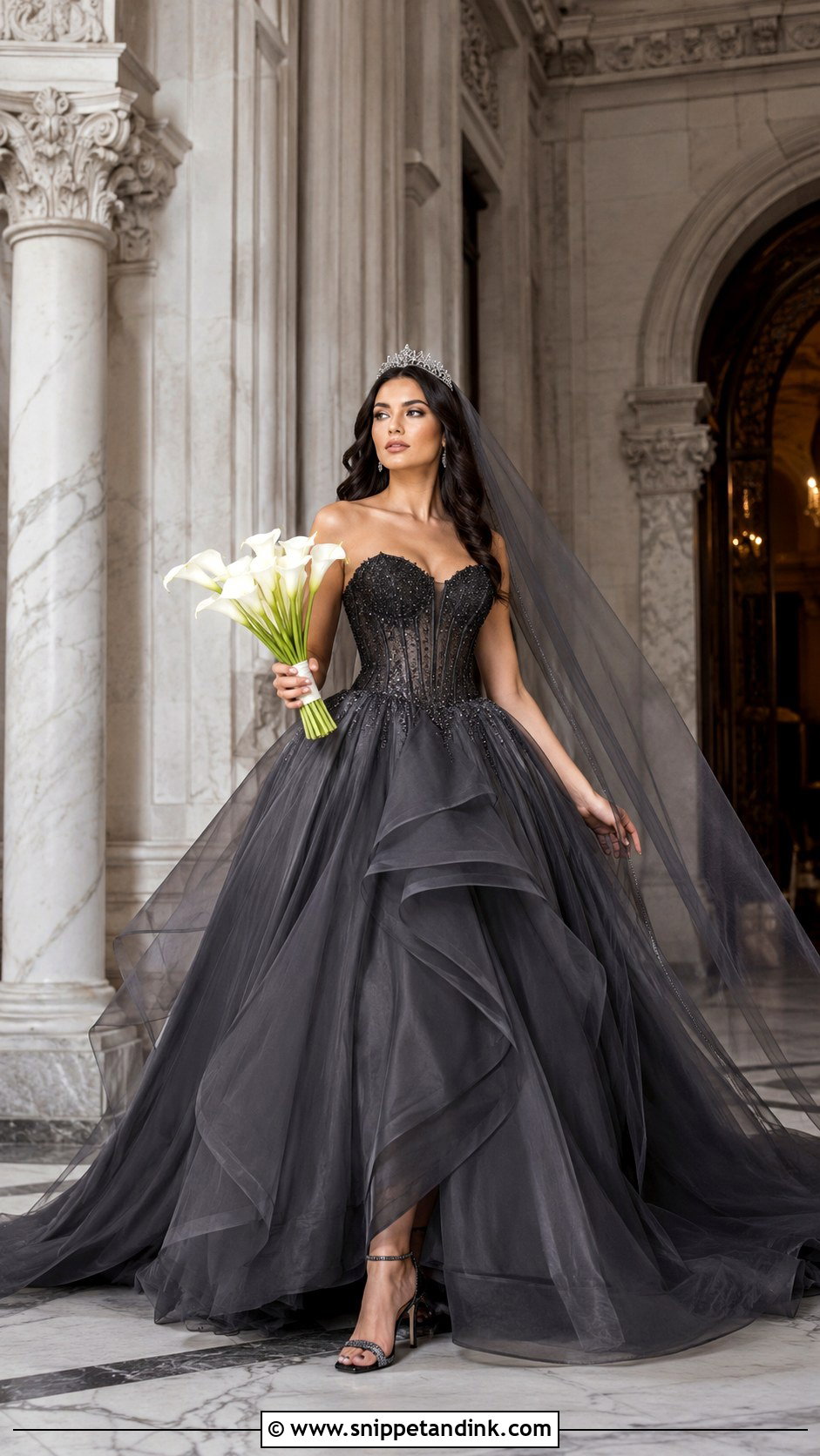 Charcoal Grey Ball Gown Bridal Dress - Snippet and Ink - 20 Grey Bridal Dress Ideas