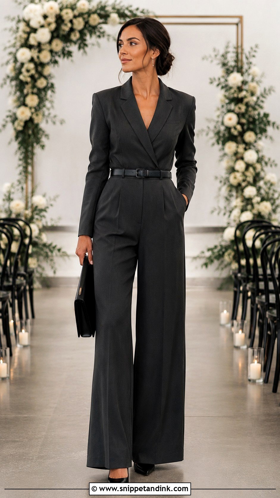 Charcoal Jumpsuit Officiant Outfit - Snippet and Ink - 20 Female Officiant Attire Wedding Ideas