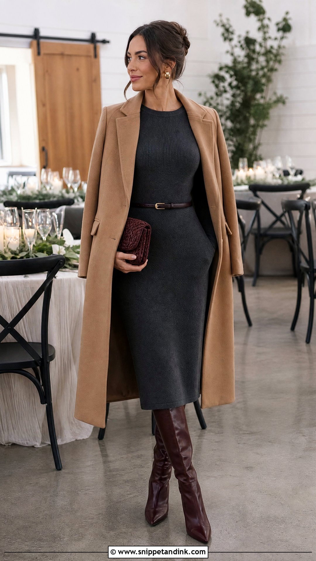 Charcoal Knit Dress Winter Wedding Outfit - Snippet and Ink - 20 Winter Outfit for Wedding Ideas