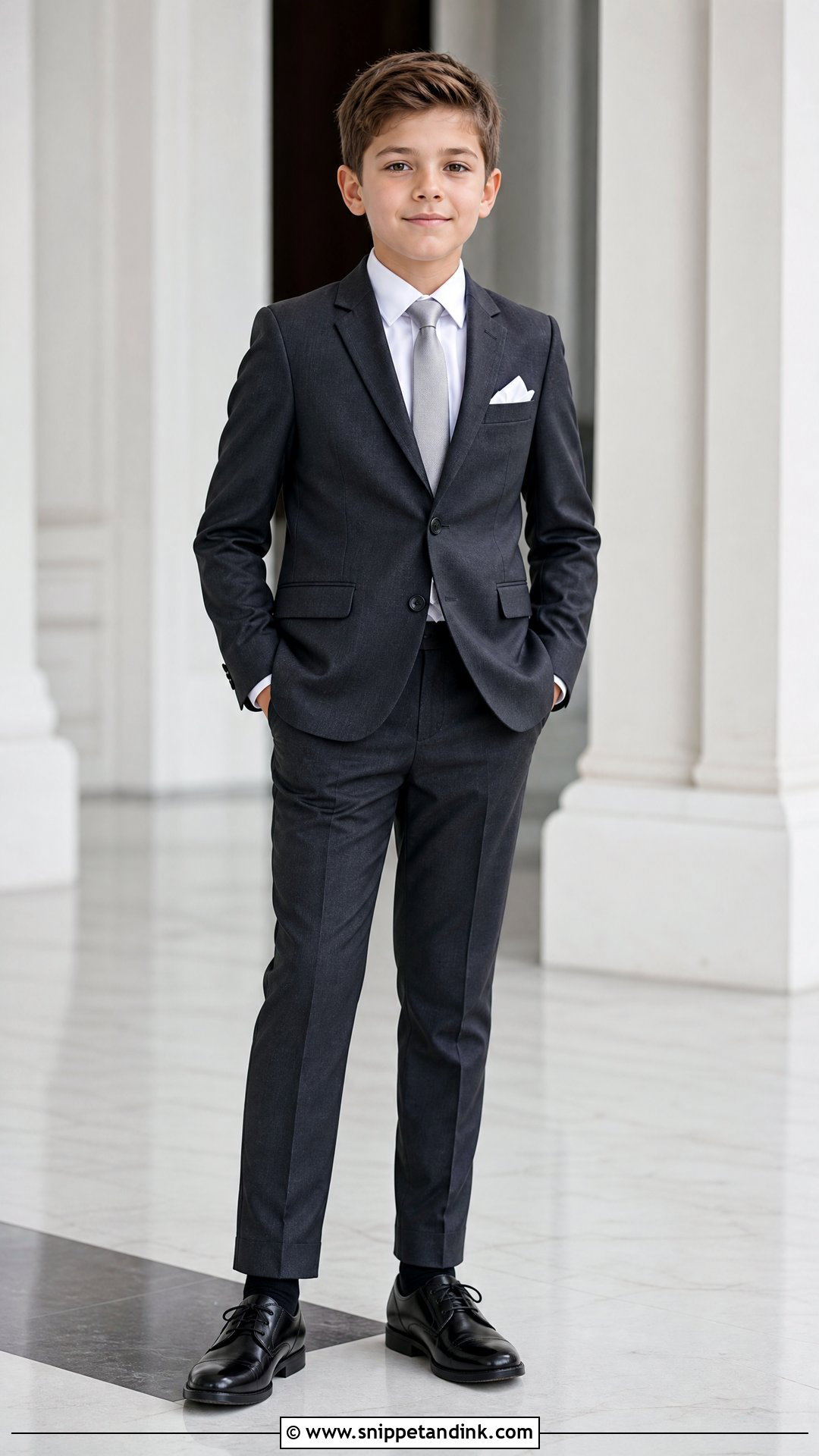 Charcoal Page Boy Suit With Tie - Snippet and Ink - 20 Paige Boys Wedding Outfits
