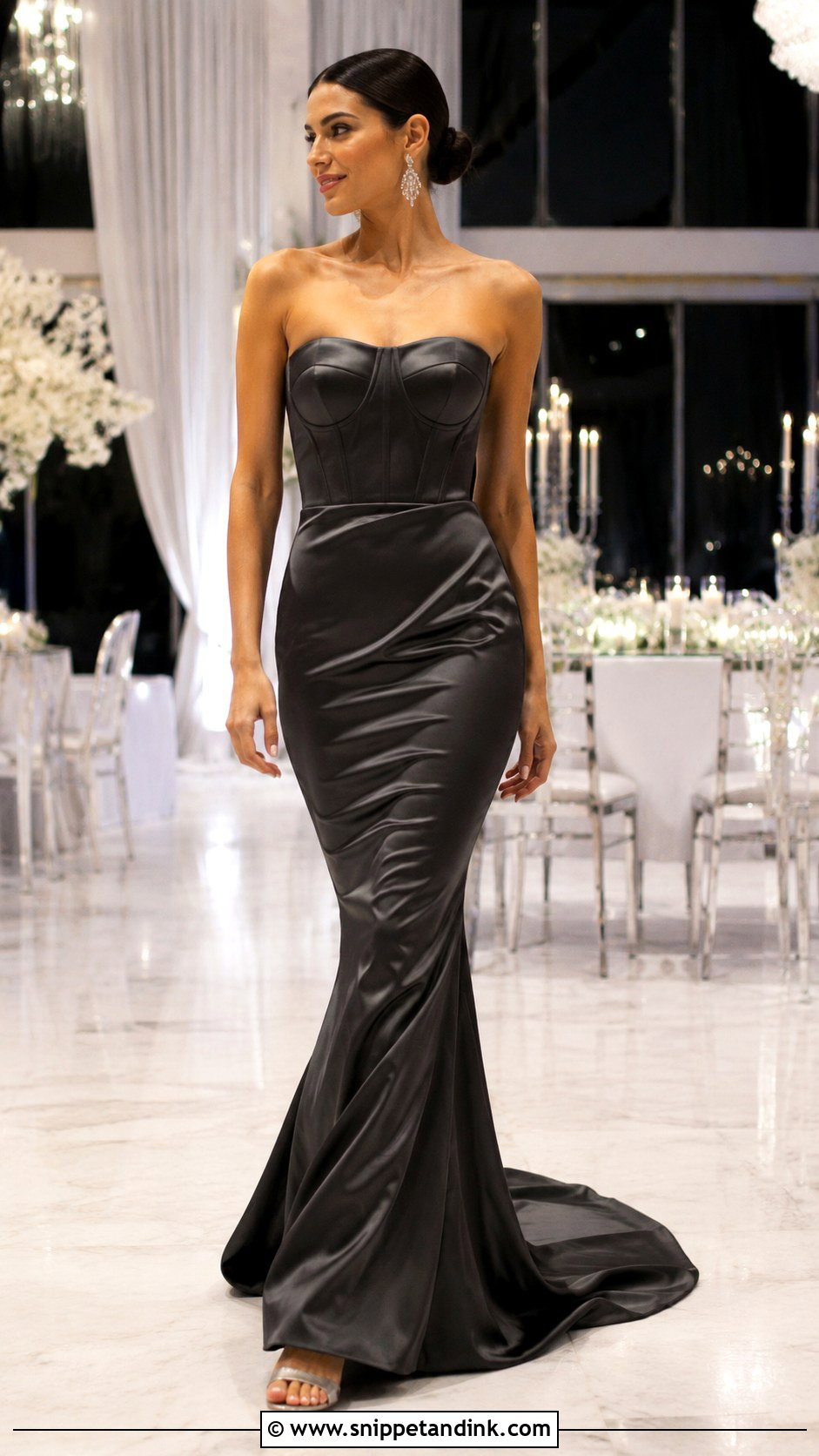 Charcoal Satin Mermaid Wedding Dress - Snippet and Ink - 25 Gray Wedding Dress Ideas