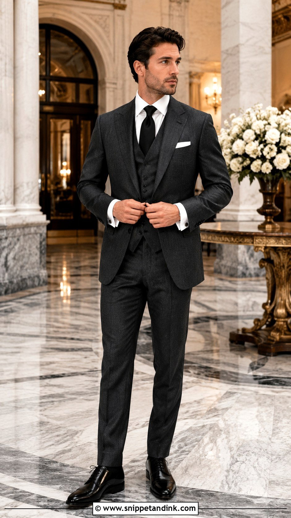 Charcoal Three Piece Italian Wedding Suit - Snippet and Ink - 20 Italian Wedding Suit Ideas