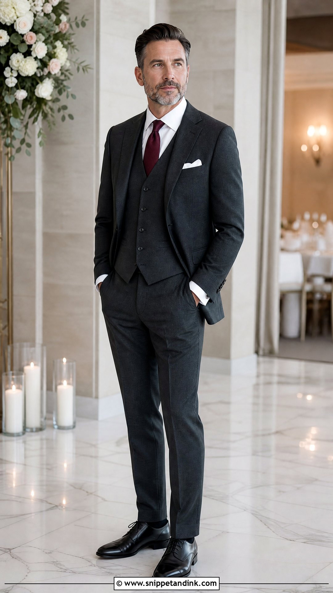 Charcoal Three Piece Suit Father Wedding Outfit - Snippet and Ink - 20 Wedding Outfit for Father Ideas