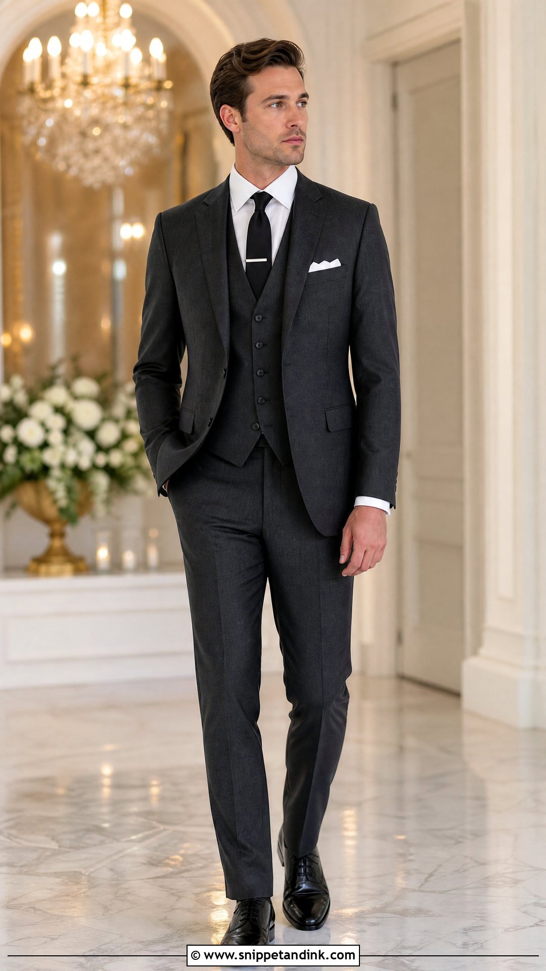 Charcoal Three Piece Winter Wedding Suit - Snippet and Ink - 20 Winter Wedding Suit Ideas