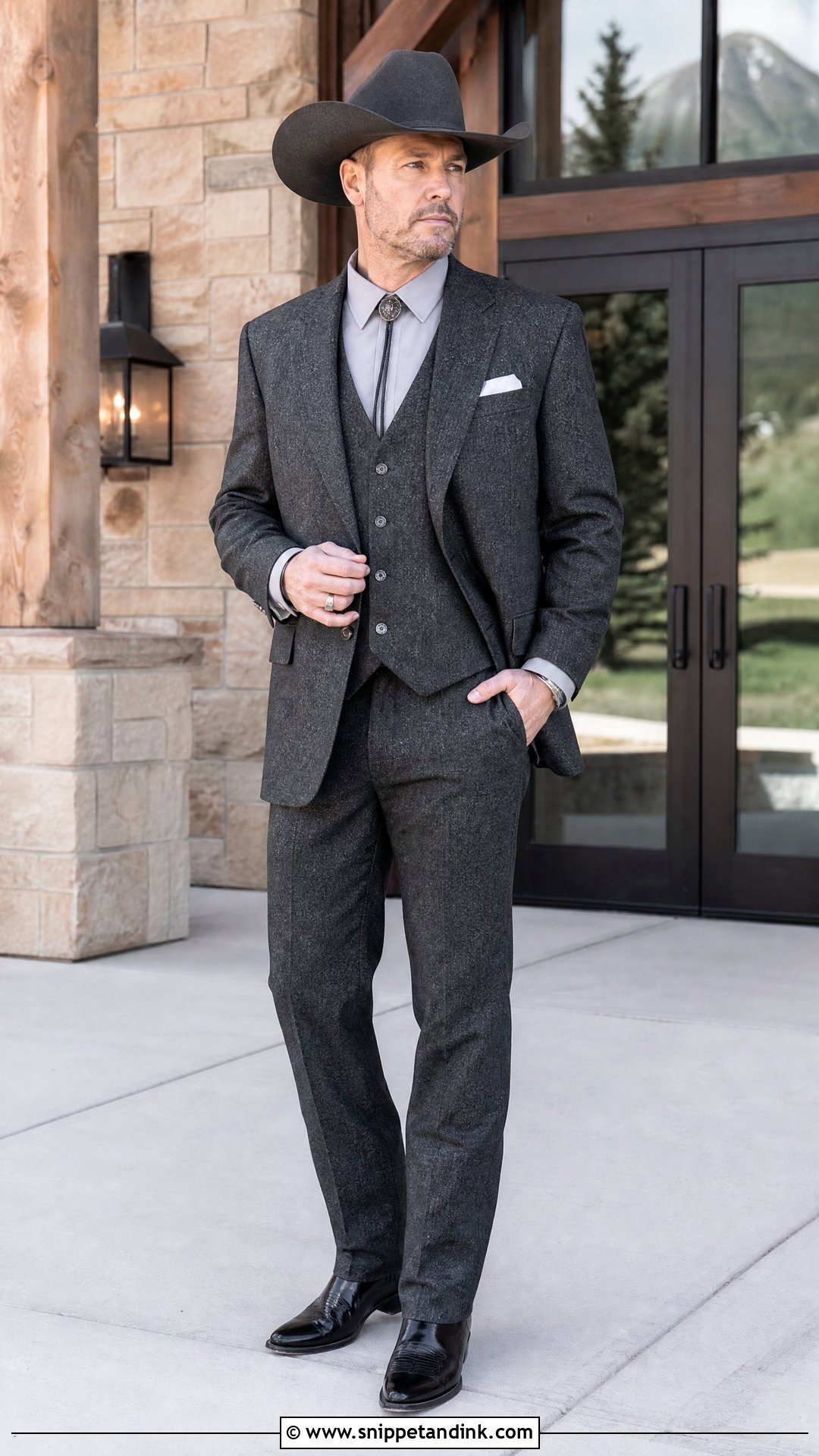 Charcoal Tweed Western Wedding Suit - Snippet and Ink - 20 Western Wedding Suit Ideas